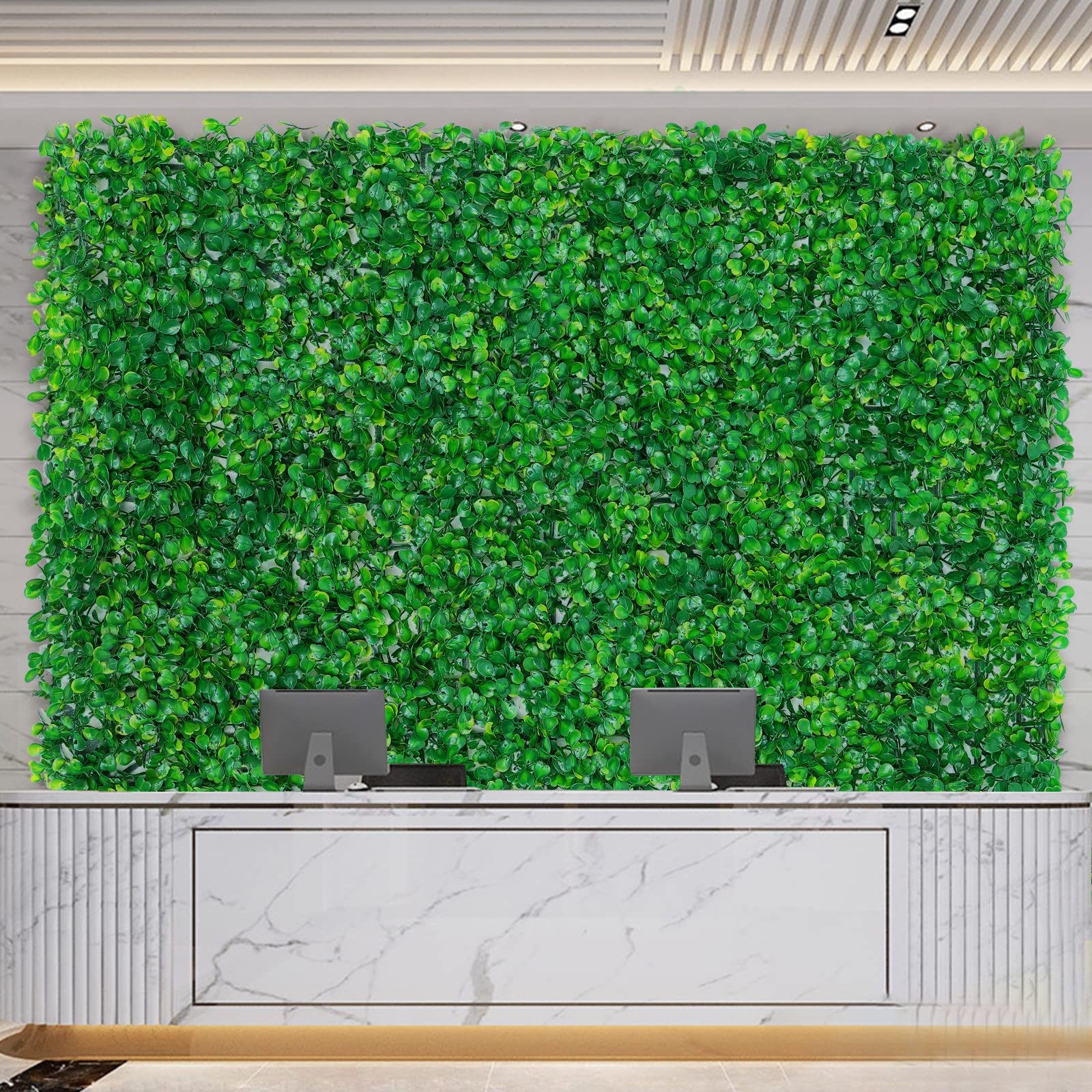 12 Stück Künstliche Pflanzen Wand 40X60cm wasserdicht künstliche Mattenpaneel Pflanzenwand, Sichtschutz Wandbegrünung Dekorative Zäune für Balkon Gartenzaun Dekorative Zäune, Einrastbares Paneel