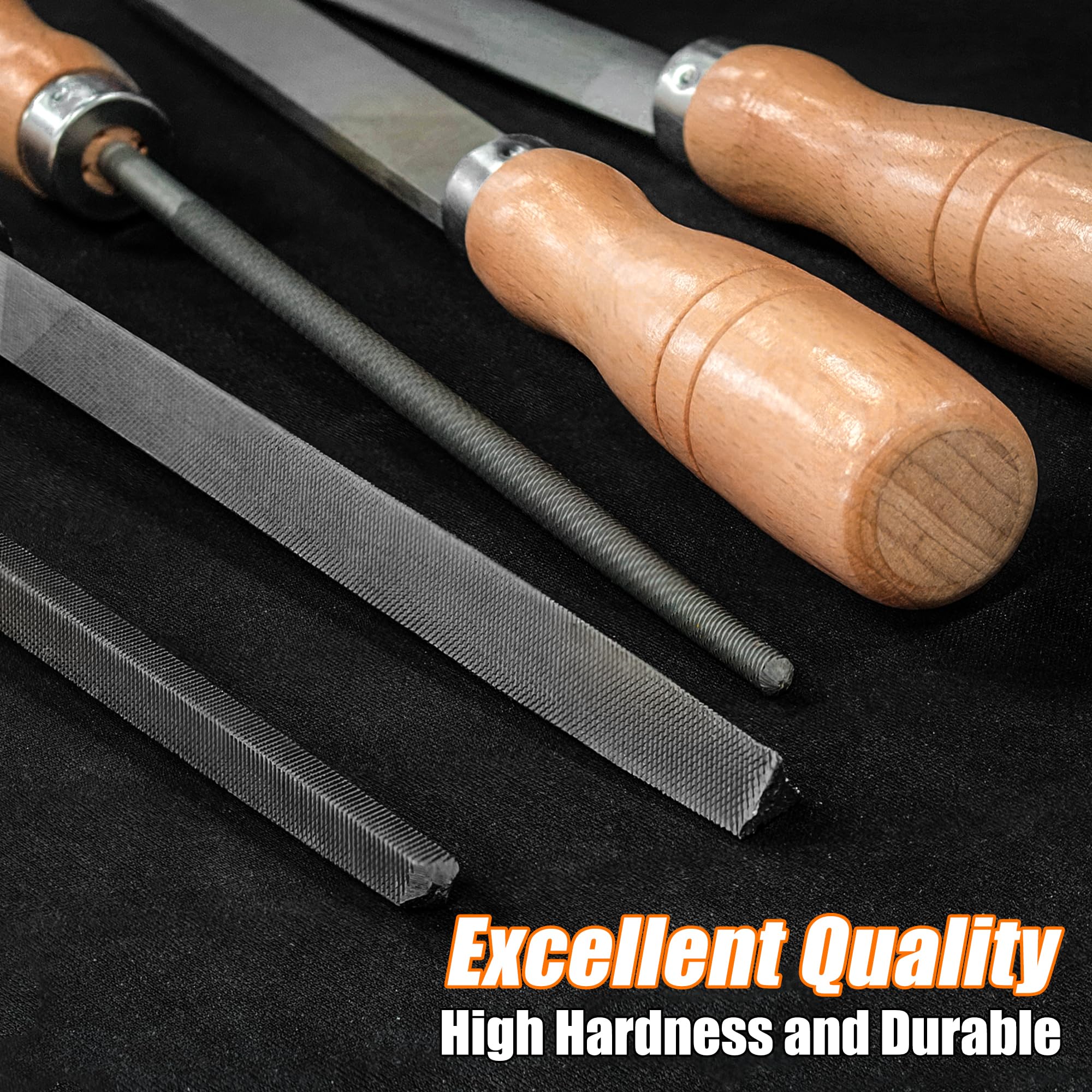 Hartstahl Feilen Set mit Holzgriffen Raspel Feile für Metall, Holz, Kunststoff, 5 Stück