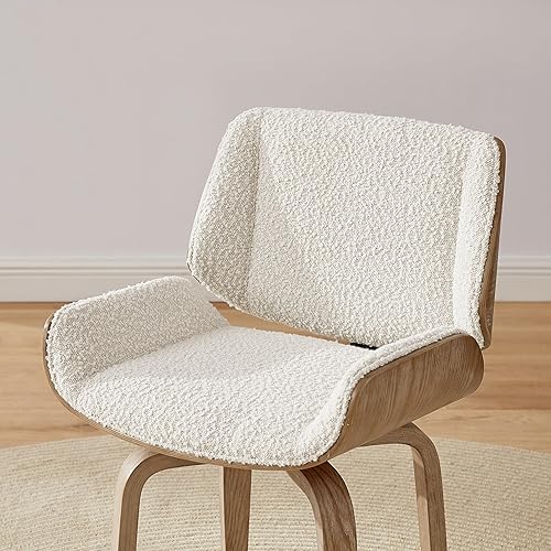 Miniatura 3 de Zouron Sillas de comedor giratorias, silla de escritorio moderna de mediados de siglo, silla de sala de estar de piel sintética con patas de madera