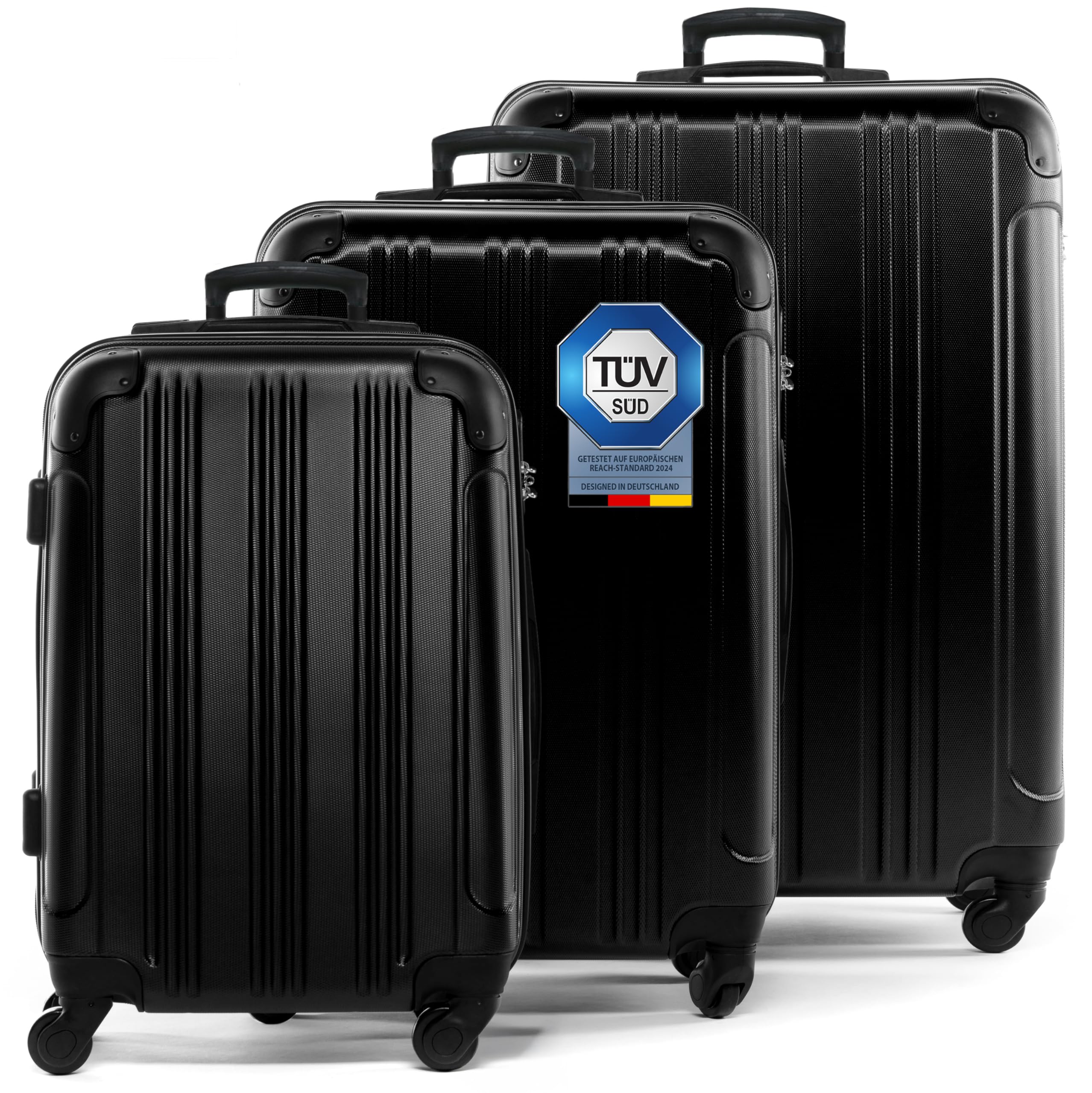 FERGÉ Juego 3 Maletas rigidas QUÉBEC Equipaje de Viaje Dura Trolley Set con 4 Ruedas giratorias (360)