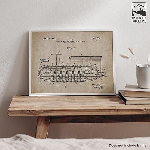 Miniatura 5 de Póster de patente de tractor Caterpillar de 11 x 14 pulgadas, diseño vintage, equipo pesado