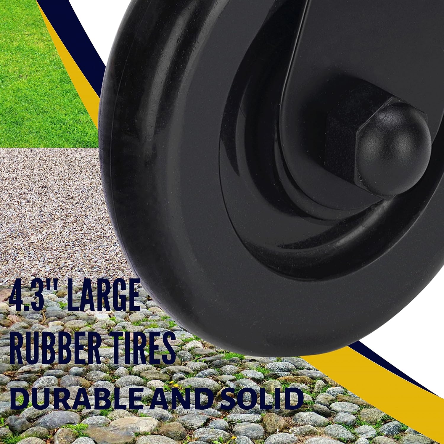 Spring-Loaded Gate Caster Kit for Wooden PVC Fences, Heavy Duty Helper Wheel, Outdoor Rolling Fence Support Rollers, 4.3-Inch, Black (Left & Right) 2 Pack