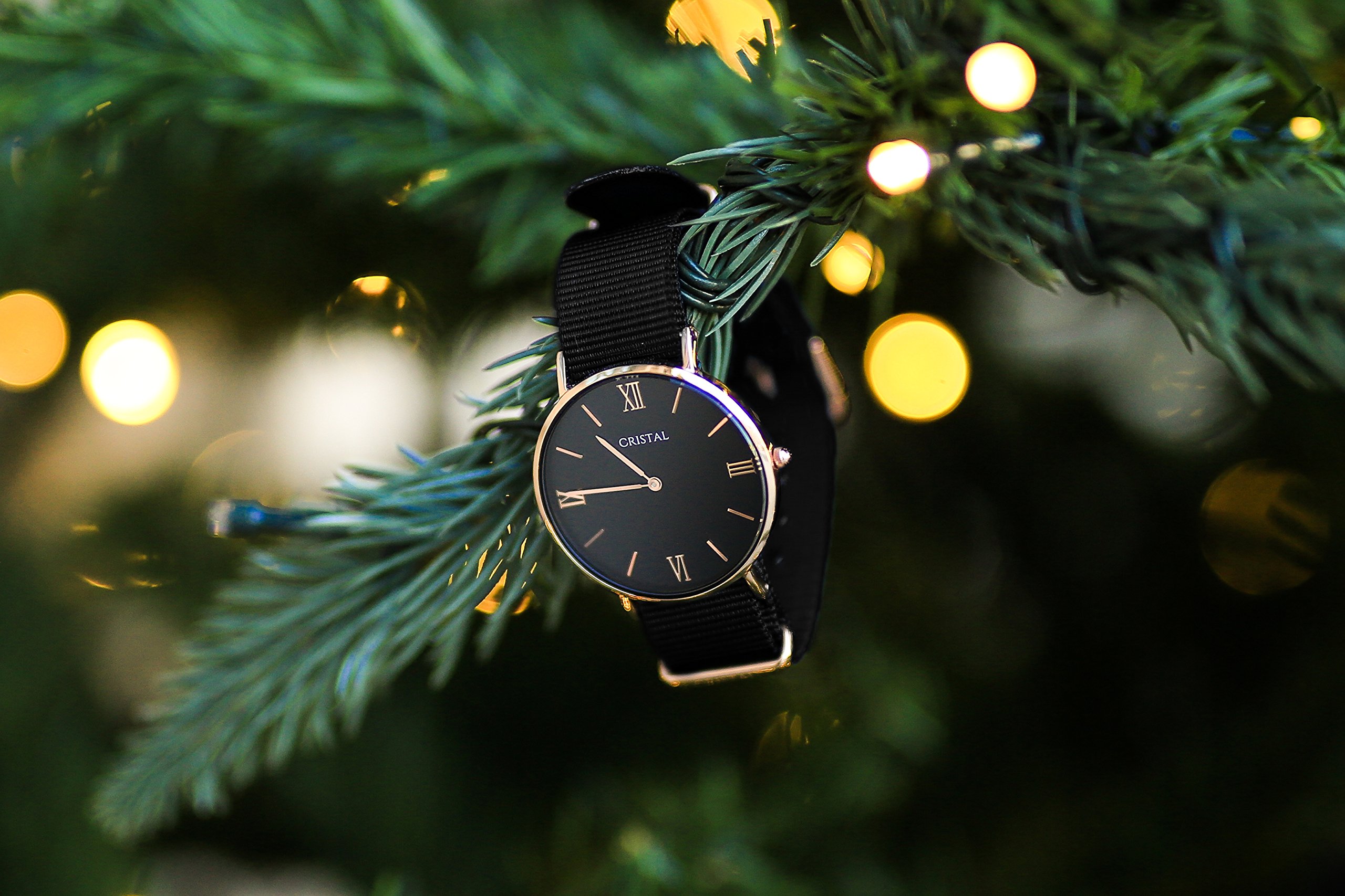 Cristal Reloj, oro rosa – Unisex – Pulsera de nailon