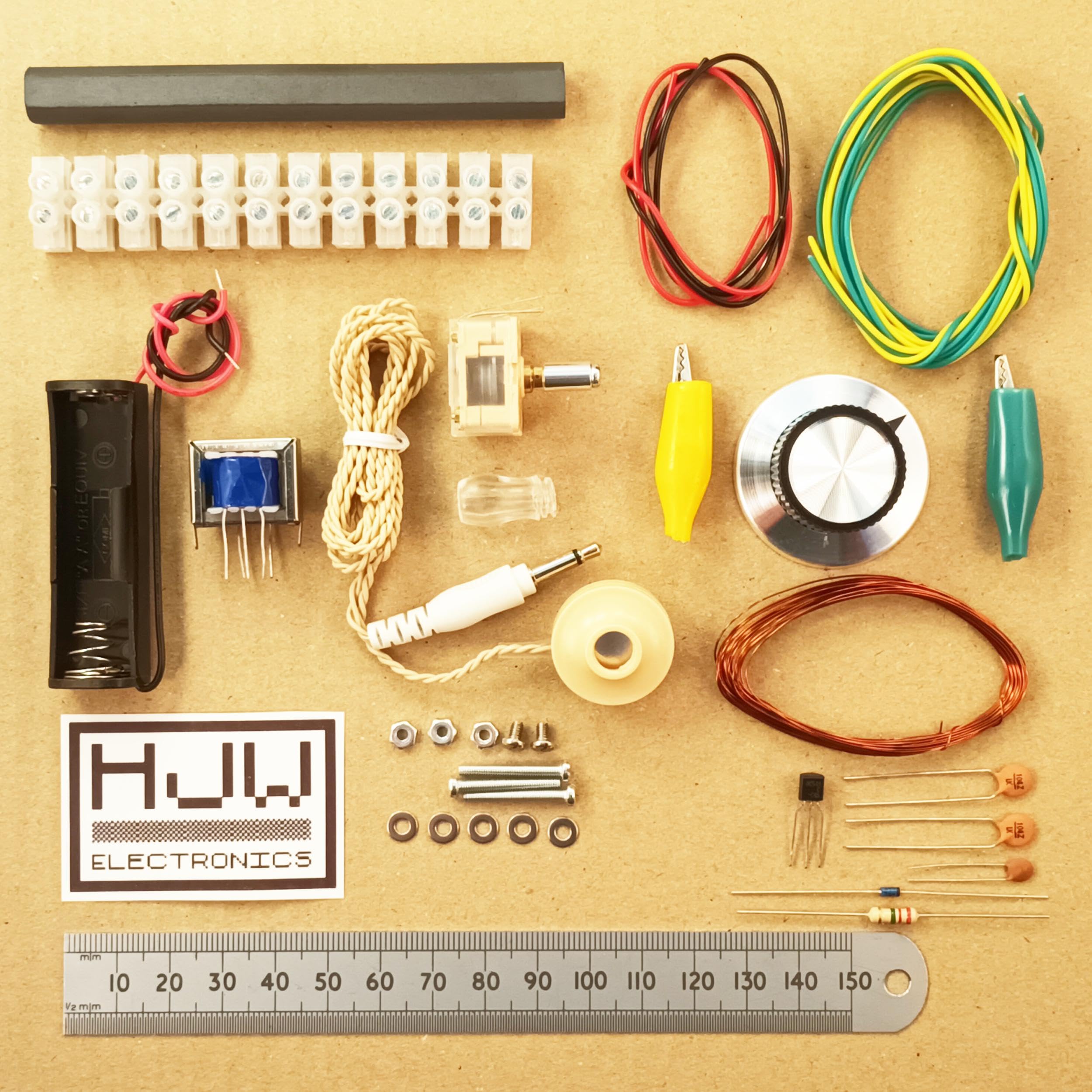 Crystal Set Radio Kit of Electronic Parts with Added Single Transistor Option