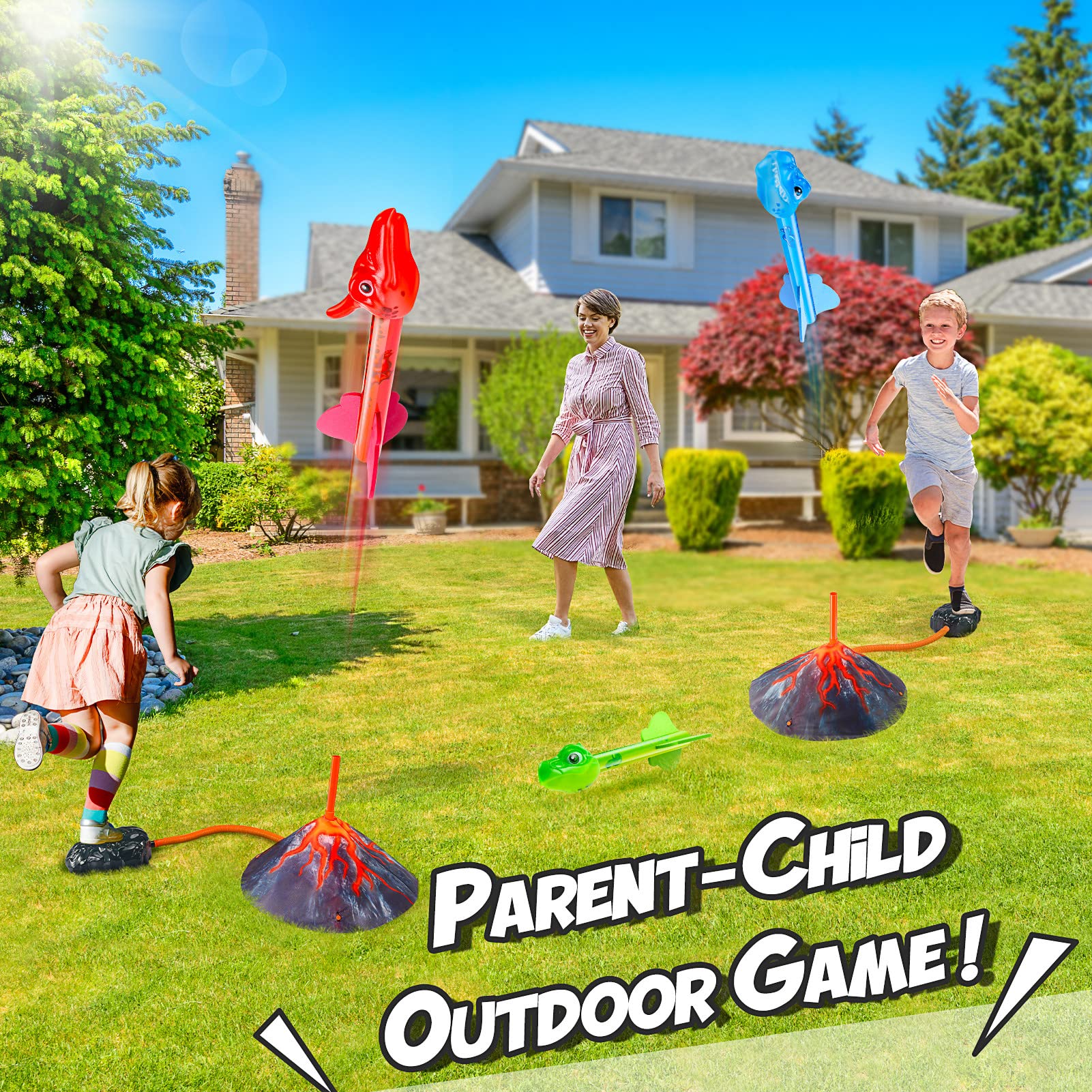 Anginne Dinosaurios Cohete Juguete, Juegos al Aire Libre en Familia - Regalos Cumpleaños para Niños