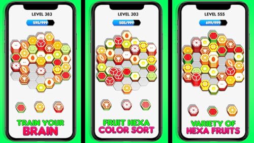 Hexa Sort Fruit Stack Puzzle: Hexa Fruit Block Match Merge Master