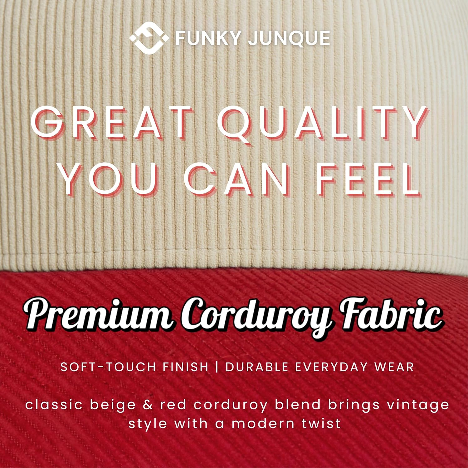 Funky Junque Blank Corduroy Snapback Hat for Men and Women, Adjustable Baseball Cap, Vintage A-Frame Style
