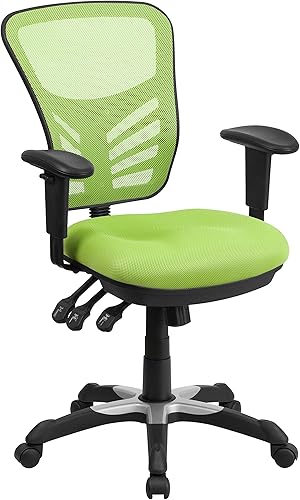 Miniatura 13 de Flash Furniture Nicholas Silla Giratoria de Respaldo Medio para Oficina y Juegos, Silla de Oficina Ergonómica de Malla con Soporte Lumbar y Altura