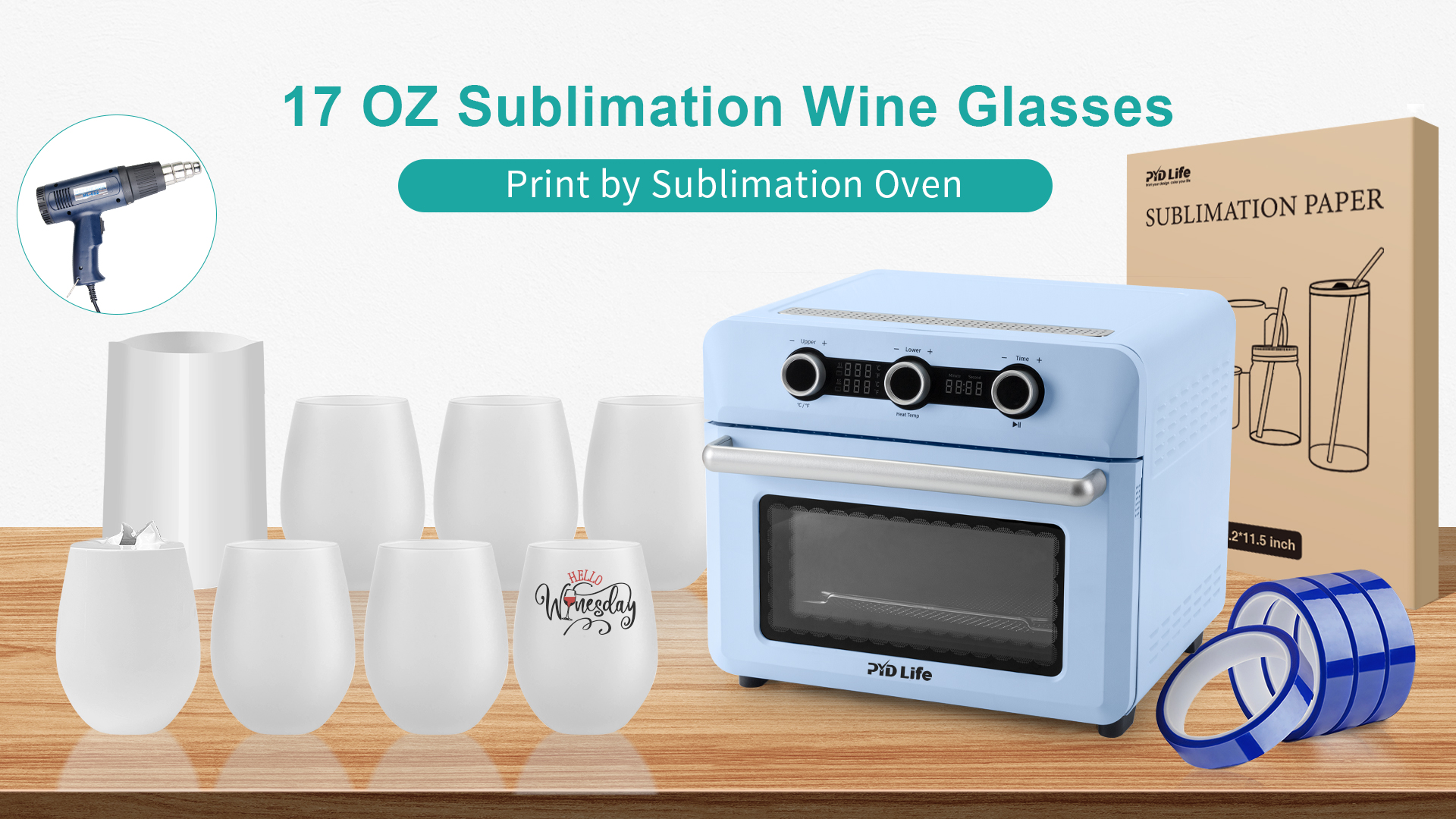 Amazon.com | PYD Life Sublimation Blanks Wine Glasses Stemless Frosted 17  OZ Tumblers Cups Mugs Bulk for Sublimation Oven Printing 6 Pack: Wine  Glasses