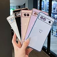 Vista 6 de ZTOFERA Funda diseñada para Google Pixel 7a, bonito diseño de corazones de amor con borde chapado y protección de lente de cámara, para Google Pixel