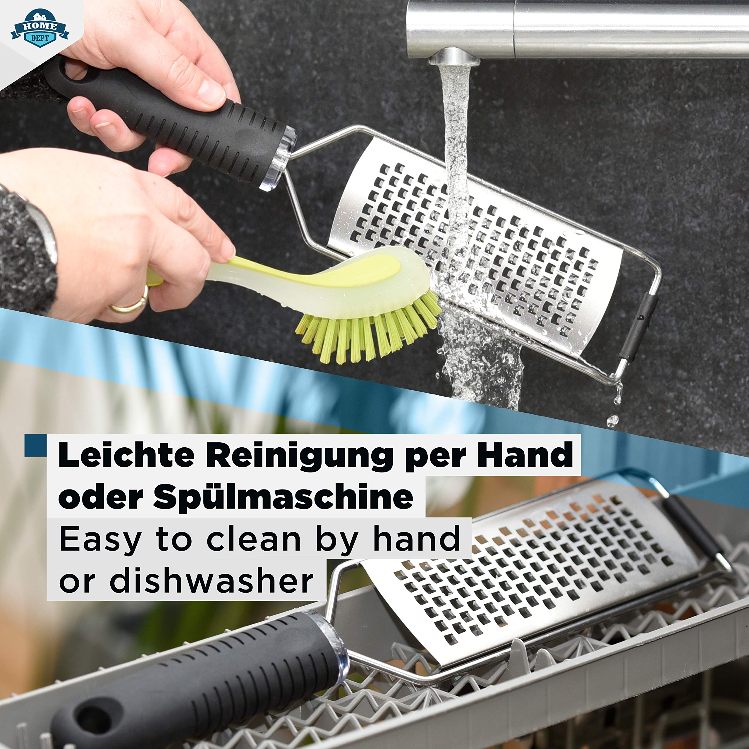 Winzbacher® - Premium Zester rasp I Parmezaanse rasp, citroenrasp, nootmuskaatrasp, gemberrasp en nog veel meer. Veermesscherp roestvrijstalen lemmet, vaatwasmachinebestendig, incl. schraper en reinigingsborstel