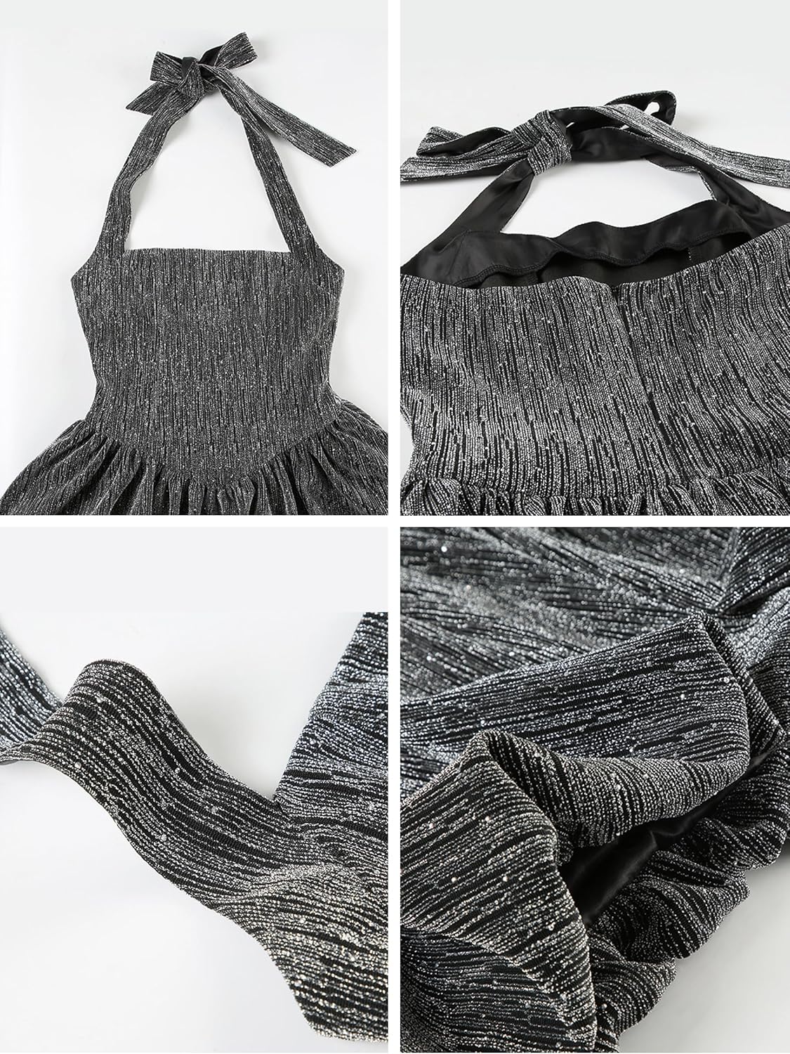 Fit and Flare Halter Neck Open Back Mini Dress for Women 2025