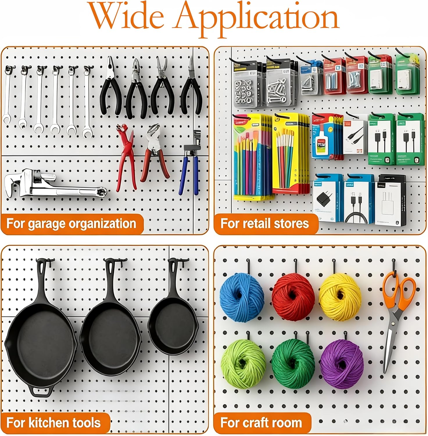 80 Pack 6 Inch Black Pegboard Hooks,Extra Thick 1/4" Peg Board Hooks Heavy Duty for Hanging, Pegboard Accessories for Kitchen, Gym,Garage,Store Wall Organizer