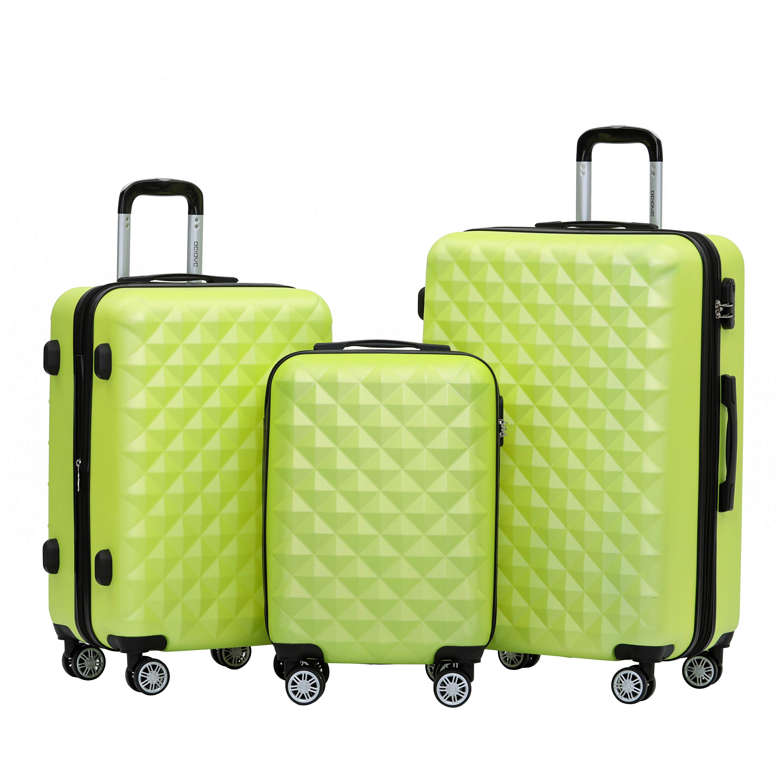BEIBYE 2066 Hartschalenkoffer aus ABS, Reisekoffer mit 4 Zwillingsrollen und Zahlenschloss, Erweiterbarer Trolley Koffer L XL + Handgepäck M (ohne Erweiterung), Kofferset oder Einzelkoffer