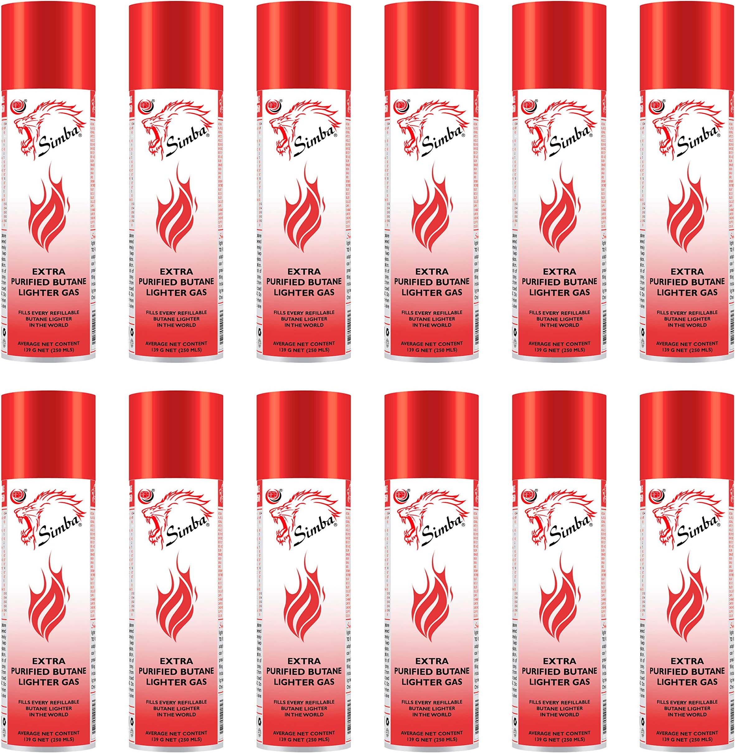 Simba Extra Purified Butane Lighter Gas Refill with Multi Nozzle 250ML Gas Refill Lighter Refill