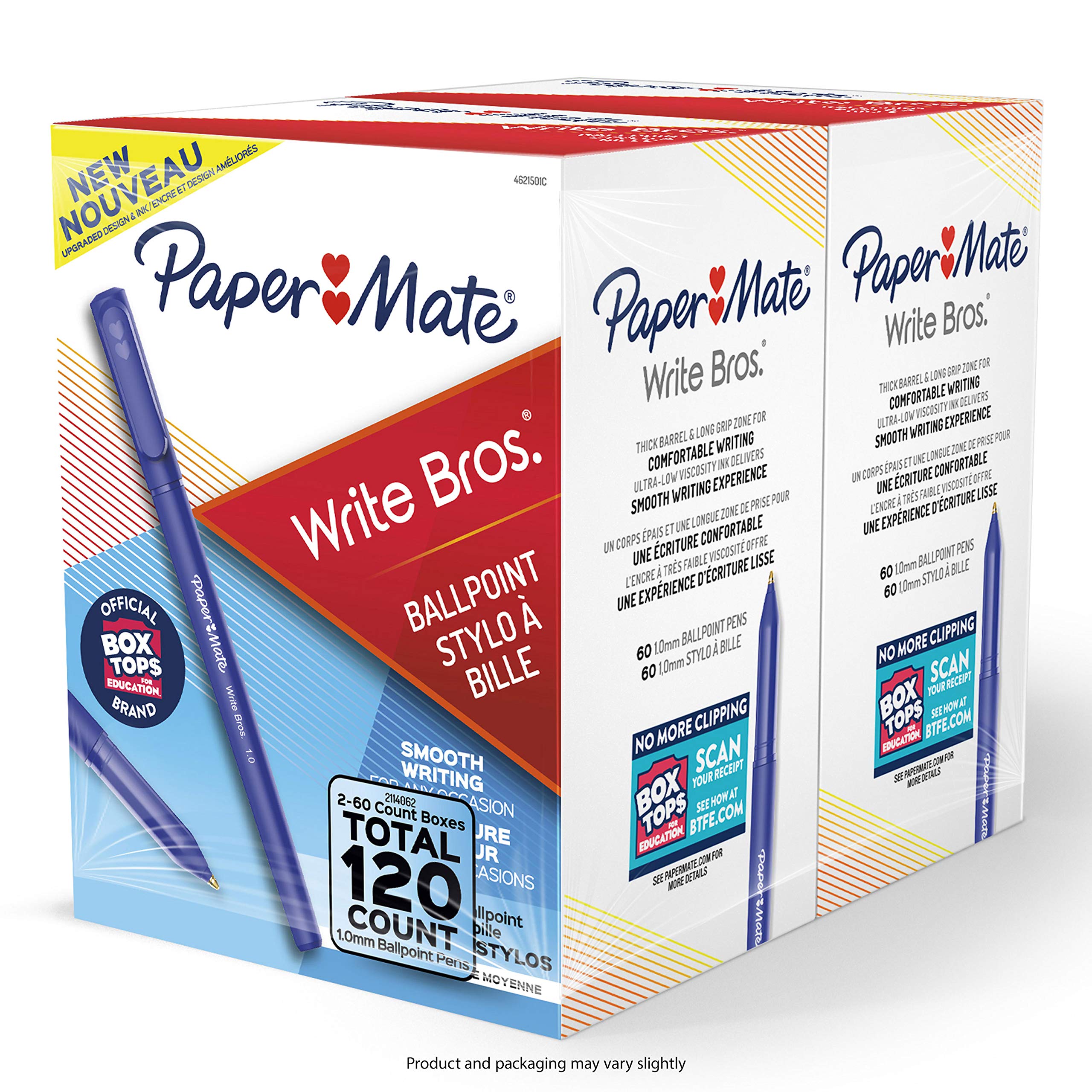 Photo 1 of Paper Mate Ballpoint Pens, Write Bros. Blue Ink Pen, Medium Point, 120 Count