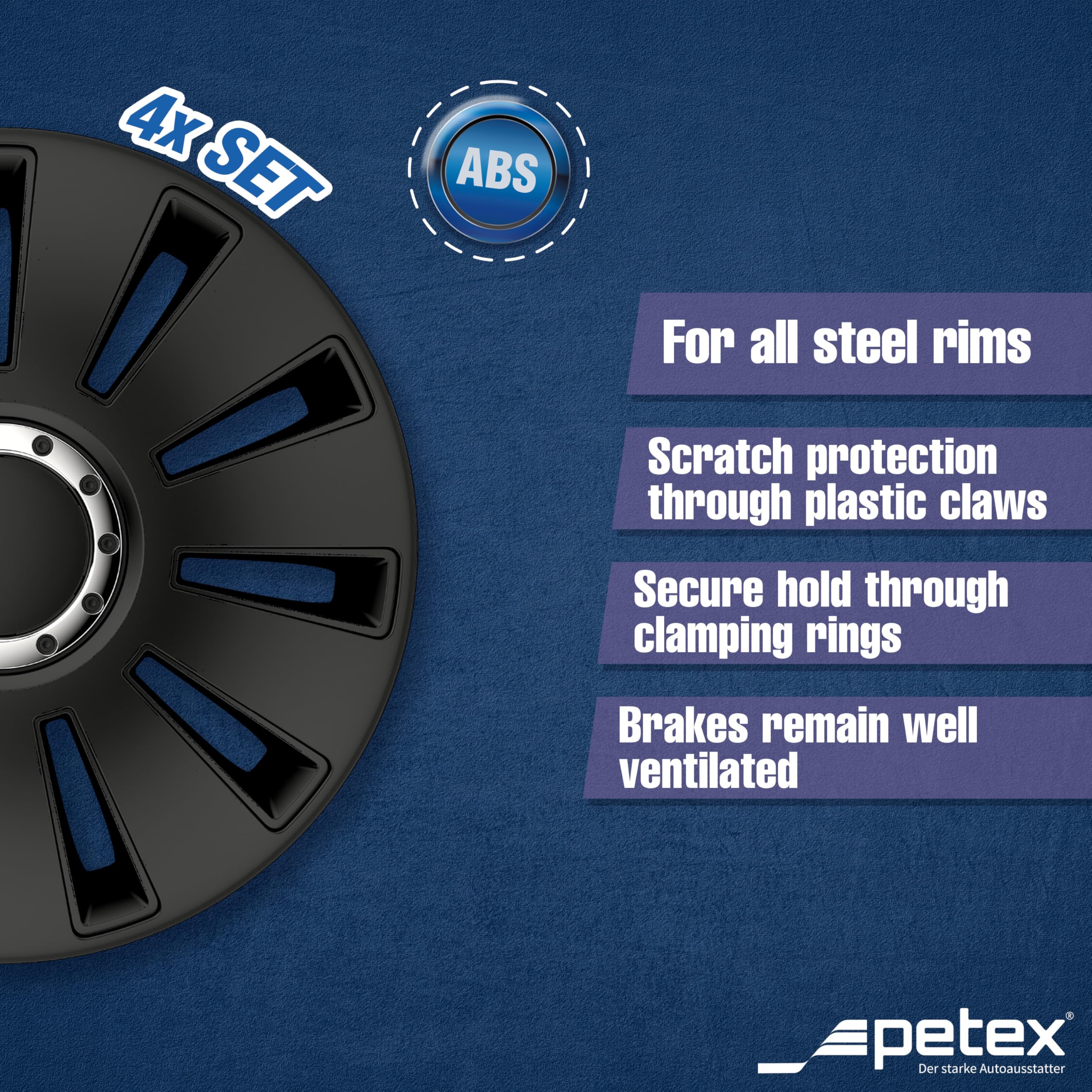 Petex Copricerchi 14" pollici Serie/Kit nero Copricerchi Auto RB531614
