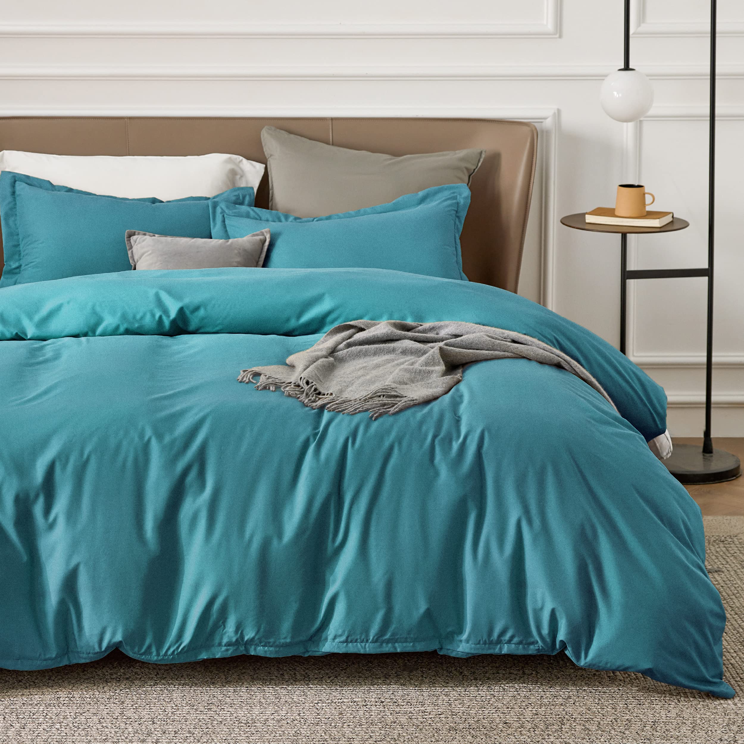 BEDSURE Twin Duvet Covers Teal - Soft Brushed Microfiber Duvet Cover Set 2 Pieces with Zipper Closure, 1 Duvet Cover Twin XL 68x90 and 1 Pillow Sham(No Comforter)