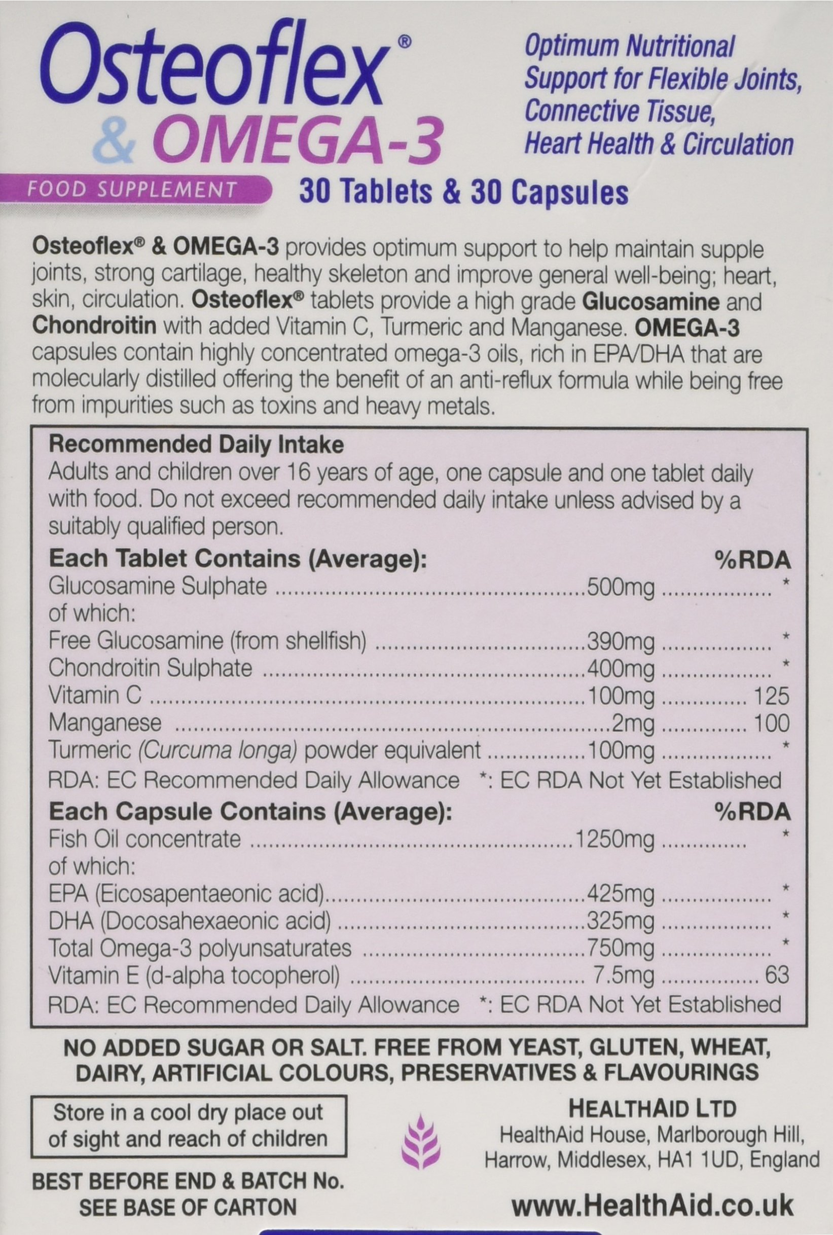 HealthAid Osteoflex and Omega 3 Glucosamine and Chondroitin 60