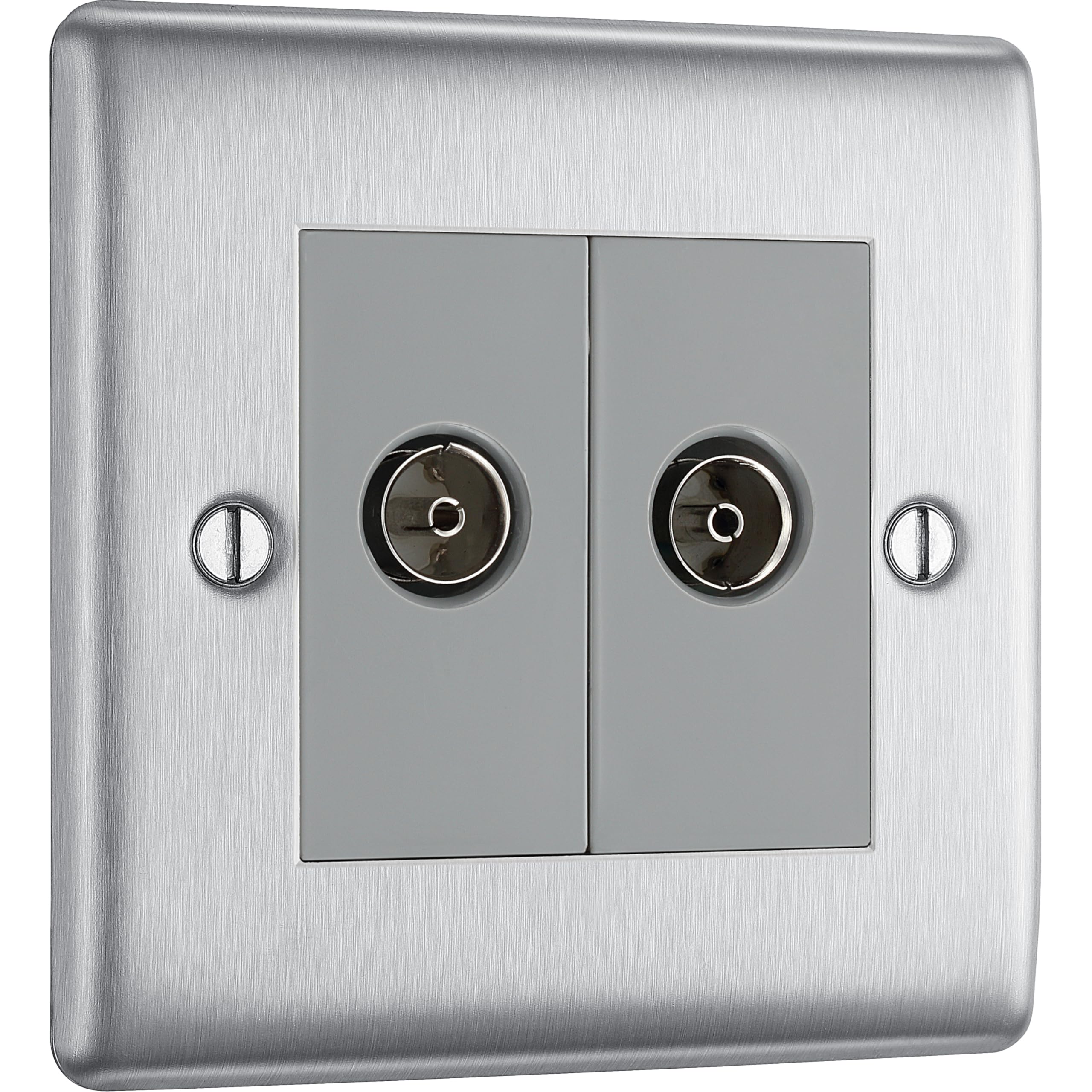 British General Silver Bg Electrical Double Co-Axial Socket