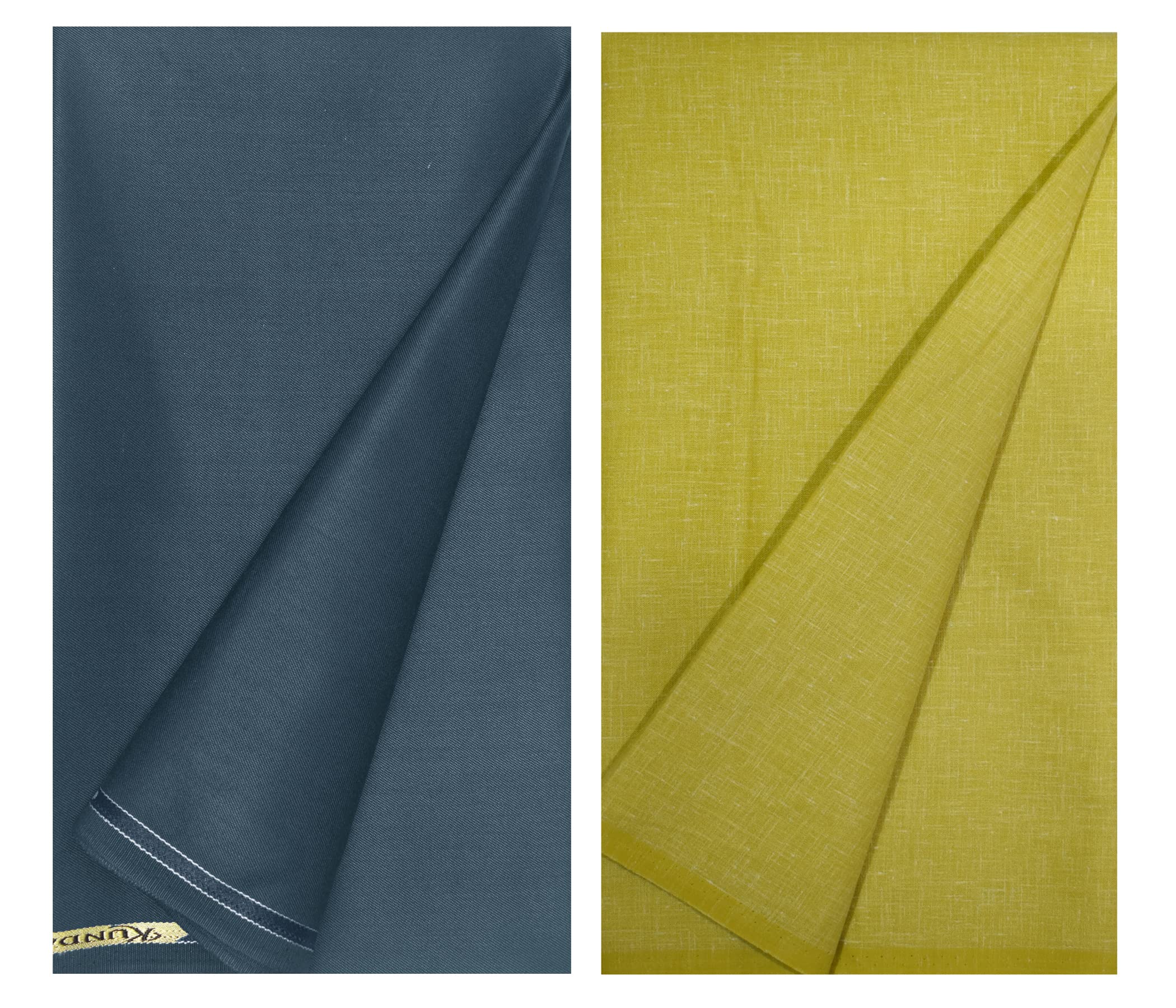 KUNDAN SULZ GWALIOR Men's Cotton Shirt & Trouser Fabric Combo Set (Steel Grey & Yellow)-picture-29