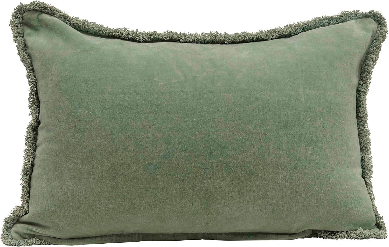 Creative Co-Op Let's Stay Home Reversible Rectangle Cotton Stamp Solid Back Lumbar Pillow, Green
