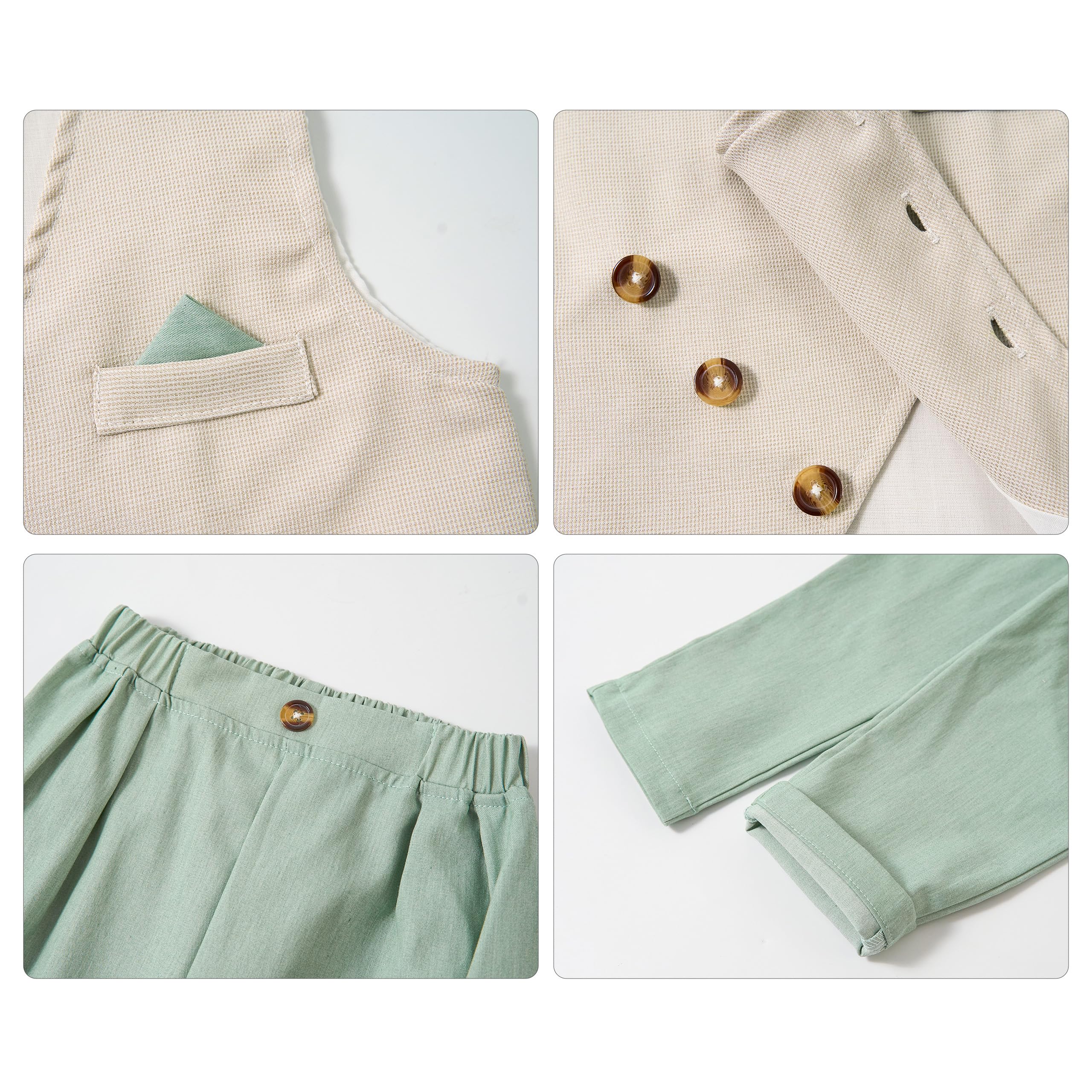 Volunboy Ensemble Costume Bébé Garçon Gentilhomme, Costumes Mariage Gilet Chemise Pantalon avec Noeud Papillon