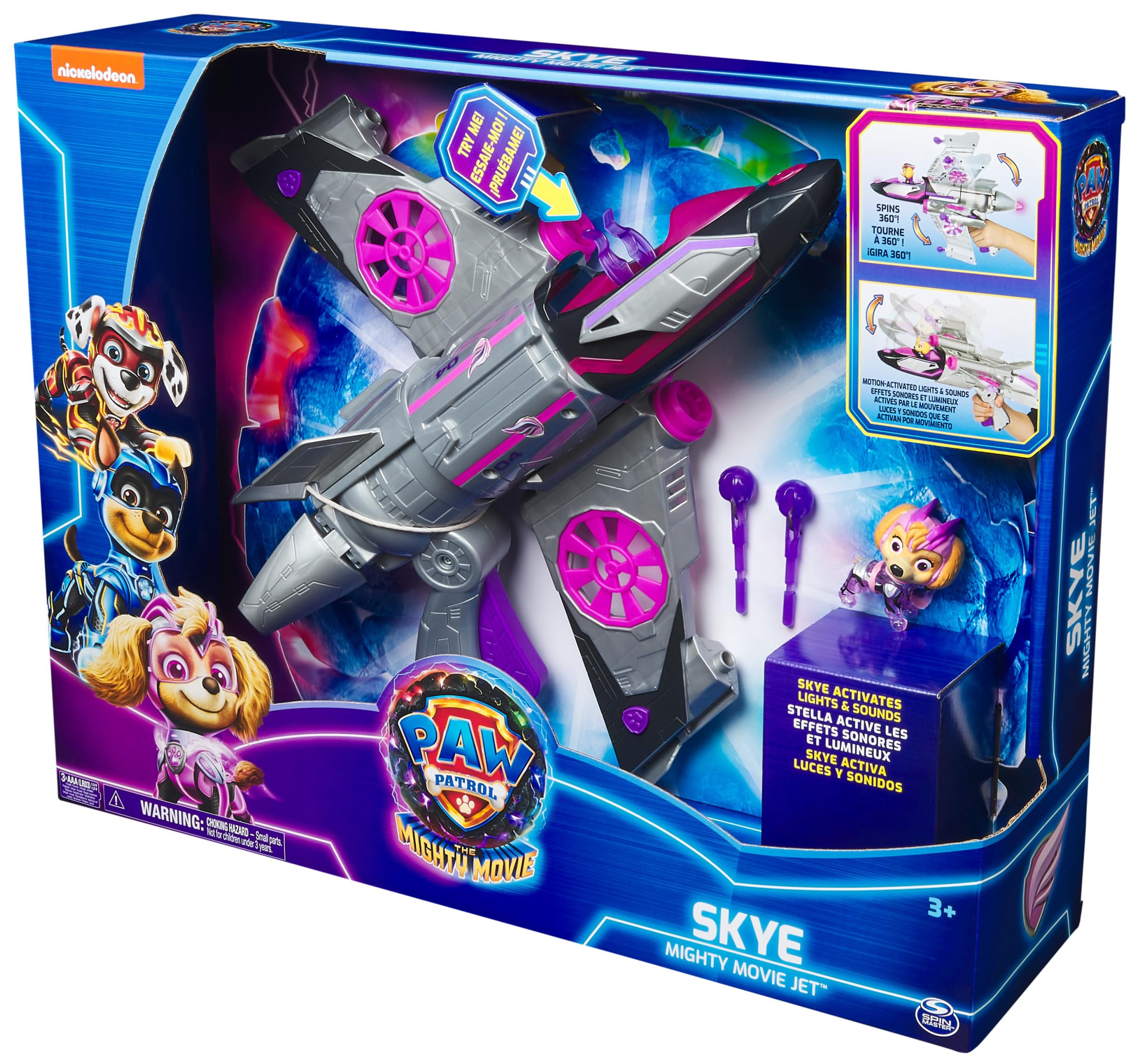 PATRULLA CANINA - LA SUPERPELÍCULA - Avión Transformable con Figura de Skye Patrulla Canina - con Luces y Sonidos - 6067498 - Juguetes Niños 3 Años +