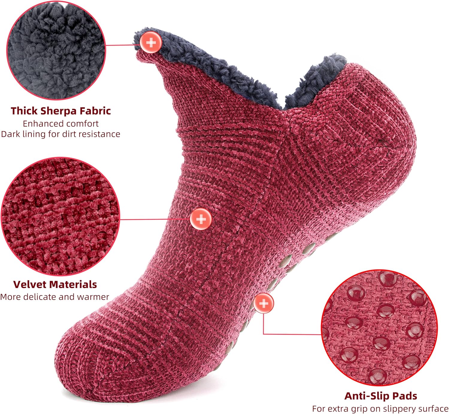 Slipper Socks for Women Men Warm Holding Sock Non Slip Knitted Thick Lined Cosy Winter Fluffy Bed Slippers Suitable for Indoor Home House Floor