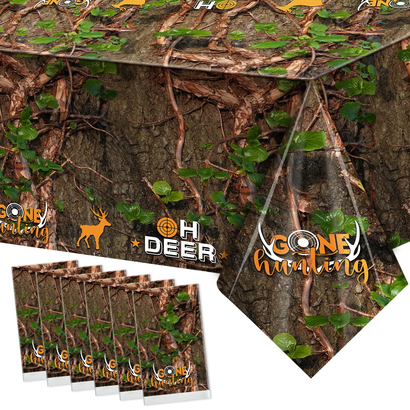 Nappe de table de chasse imperméable en plastique camouflage lot de 6