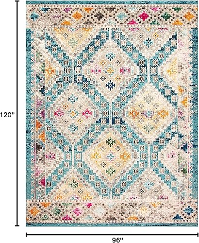 Vista 125 de Safavieh Madison Collection MAD418F - Alfombra de área con diamantes, Polipropileno, Azul Oscuro/Amarillo