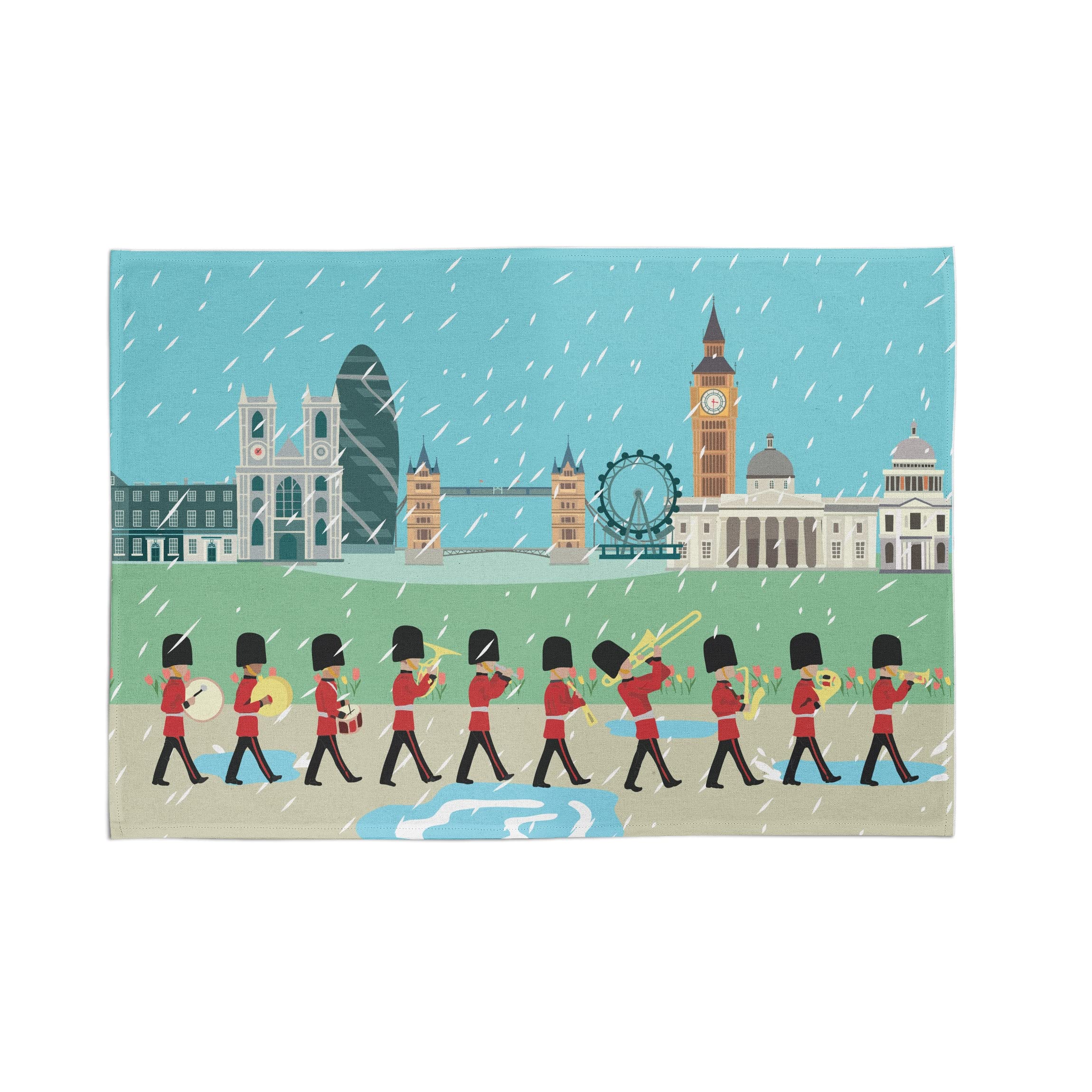 M & G Mustard & Gray London Changing of the Guard Spring 100% Cotton Tea Towel - Printed in the UK