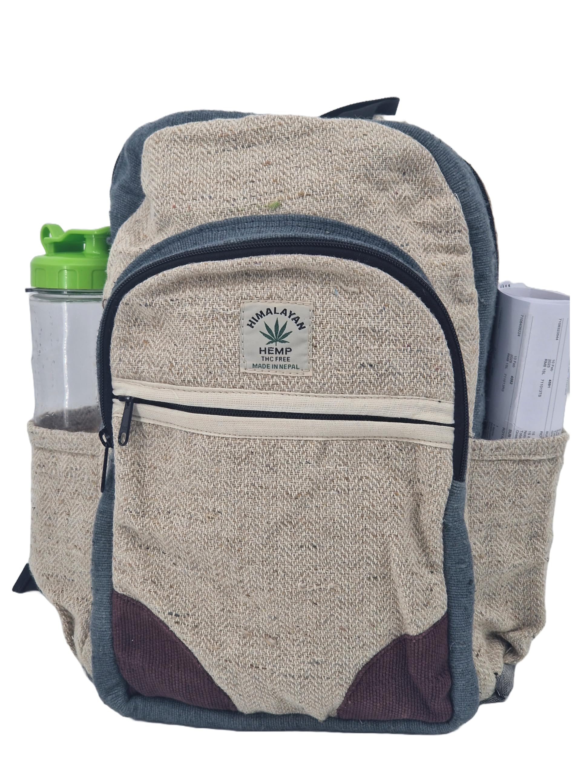 Zaino in canapa, durevole, sostenibile ed elegante, per uomini e donne, leggero, perfetto per viaggi, escursioni, scuola o lavoro, ecologico, autentico fatto a mano in Nepal