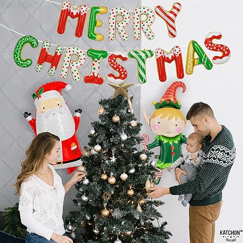 Miniatura 5 de KatchOn, Globo de muñeco de nieve para decoraciones de Navidad, grande, 36 pulgadas, paquete de 5, globos de Papá Noel en forma de estrella para