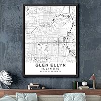 Vista 2 de Mapa de Glen Ellyn, Illinois, Light 2 (12x16)