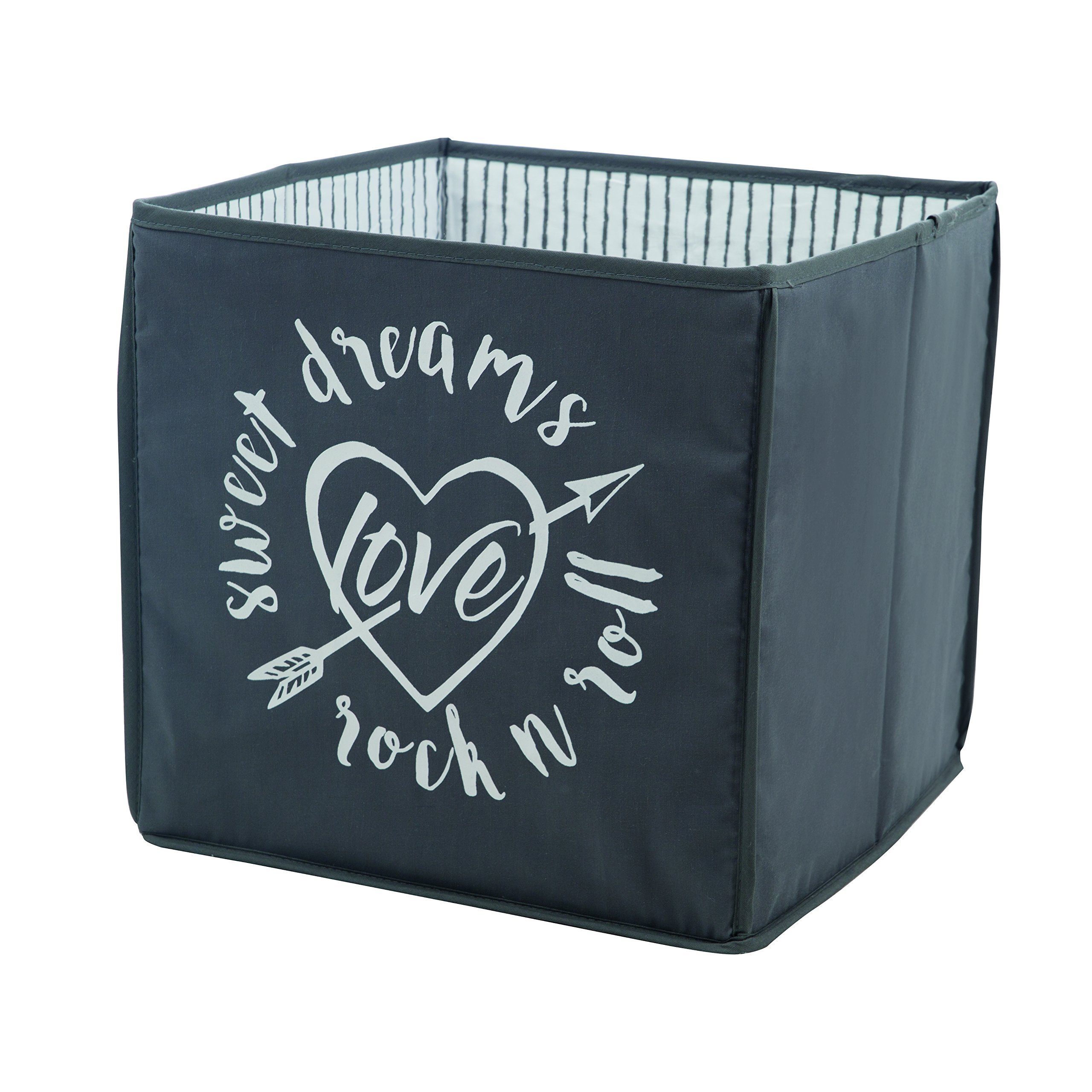 roba Caja de Almacenamiento para Niños - Rock Star Baby 3 - Contenedor de lona de Tela para Juguetes - Decoración para Habitación Infantil - Antracita/Blanco