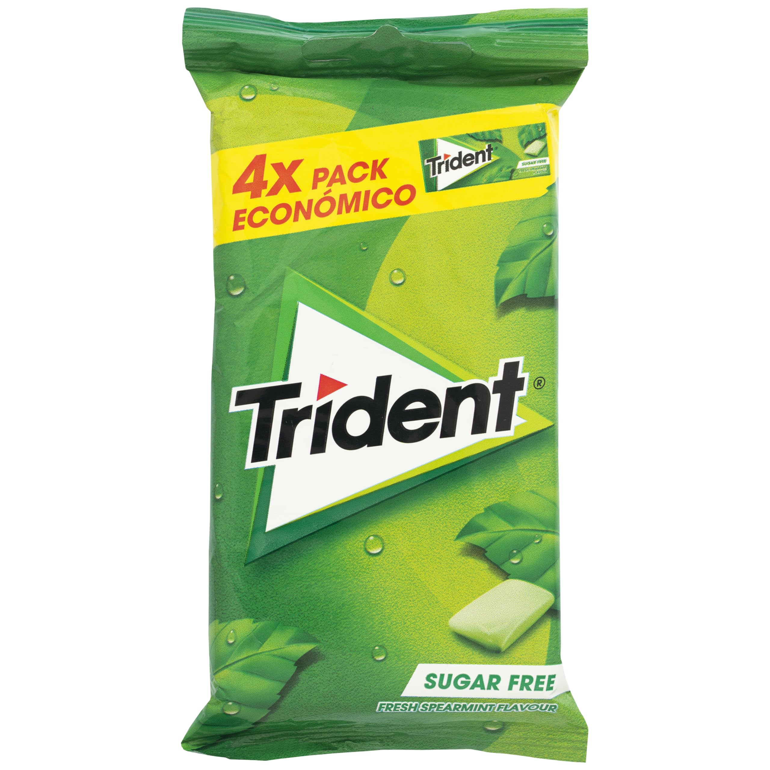 Trident Chicles Grageas Hierbabuena Sin Azúcar, 4 envases