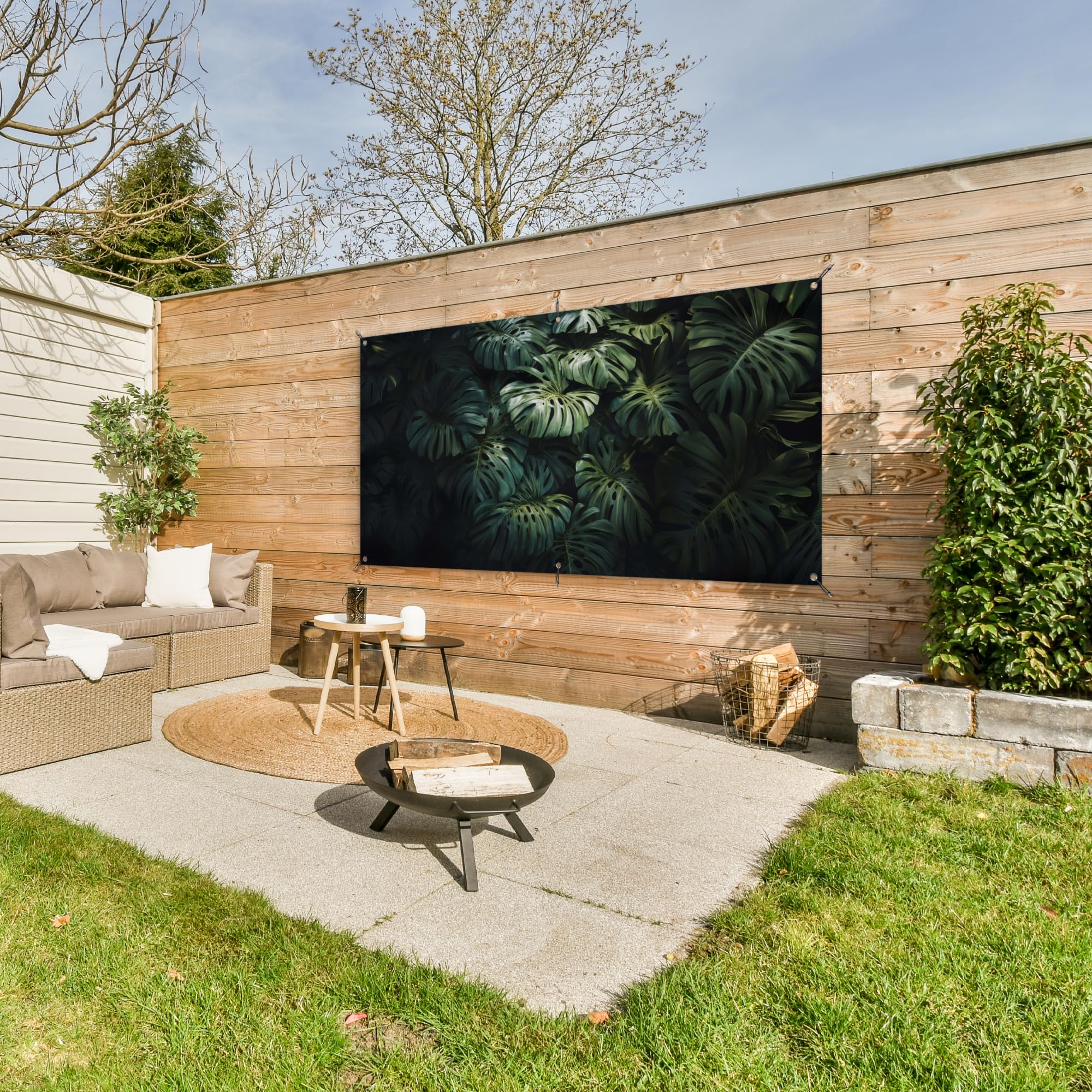 MuchoWow© Poster De Jardin Decoracion Balcón Wall Decoration Adornos Pared | 160x80 cm - Terraza Exterior Decoración Patio Posters Decorativos Planta - Monstera - Ligera