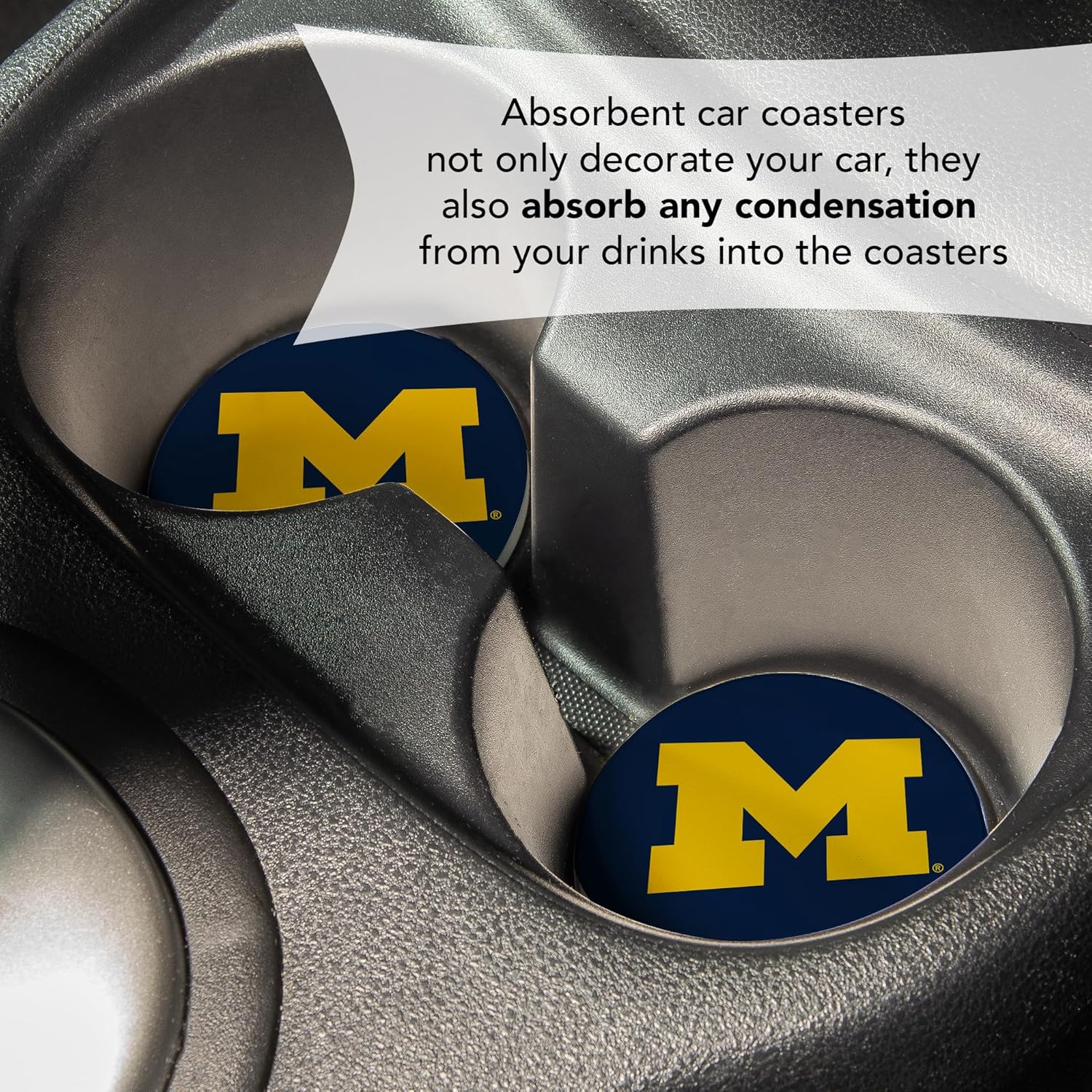 Desert Cactus University of Michigan Car Accessories UM Wolverines Absorbent Sandstone Cup Coasters Licensed Product Set of 2 (Design A) - Image 5