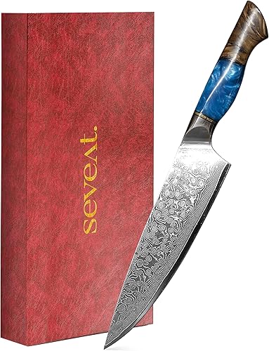 Cuchillo de cocina de Damasco, acero de damasco de 67 capas, juego de cuchillos de chef profesionales de 13 pulgadas para cocina, mango ergonómico