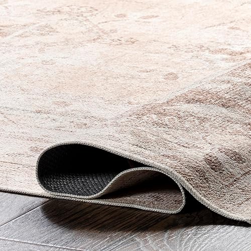 Miniatura 6 de nuLOOM Ellamae Faded Medallion - Alfombra lavable a máquina, 8 x 10 pies, color beige