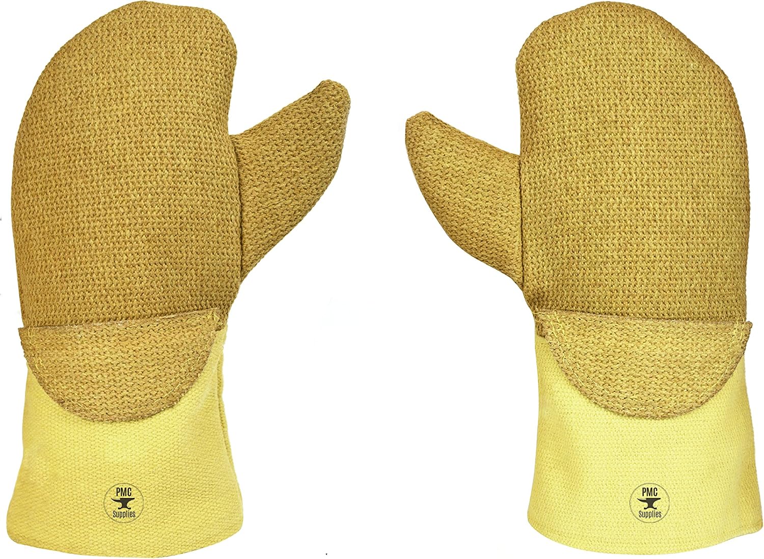 PMC Supplies LLC 14" High Heat Resistant PBI Nomex Wool Mittens w/Flextra Cuff for Refining Melting Casting Gold Silver Copper