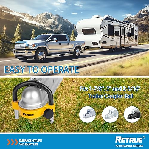 Miniatura 3 de Cerraduras universales de acoplamiento de enganche de bola para remolque para 1-78 pulgadas, 2 pulgadas, 2-516 pulgadas, acopladores de seguridad
