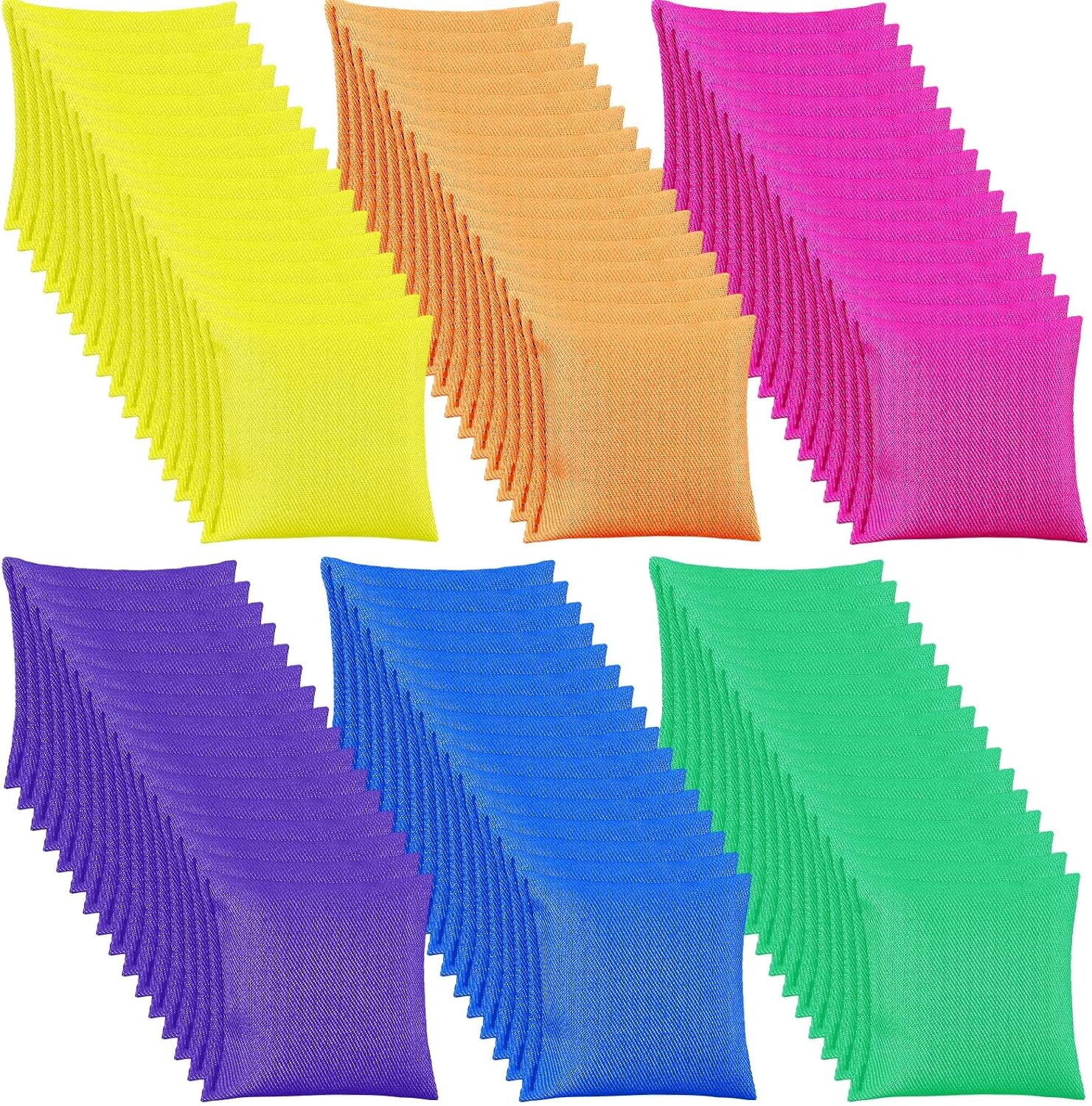 Jenaai 96 Pcs Nylon Bean Bags Colorful Bean Bag, 2.6" x 2.6" Tossing Bags(Rainbow Color, Classic Style)