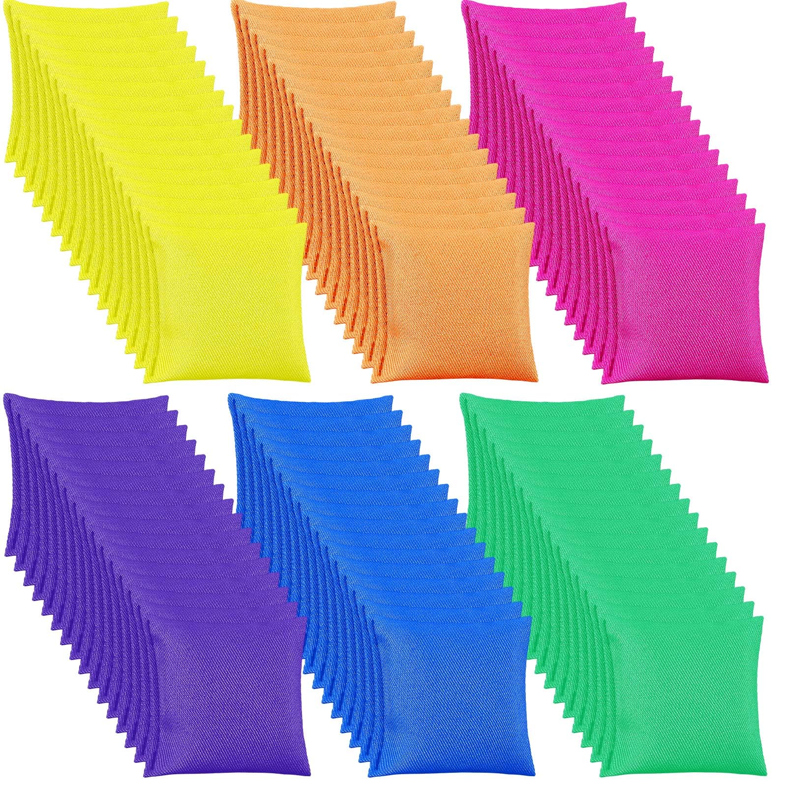 Jenaai Bean Bags for Cornhole Tossing, 2.6" Nylon, 96 Pcs, Rainbow Color