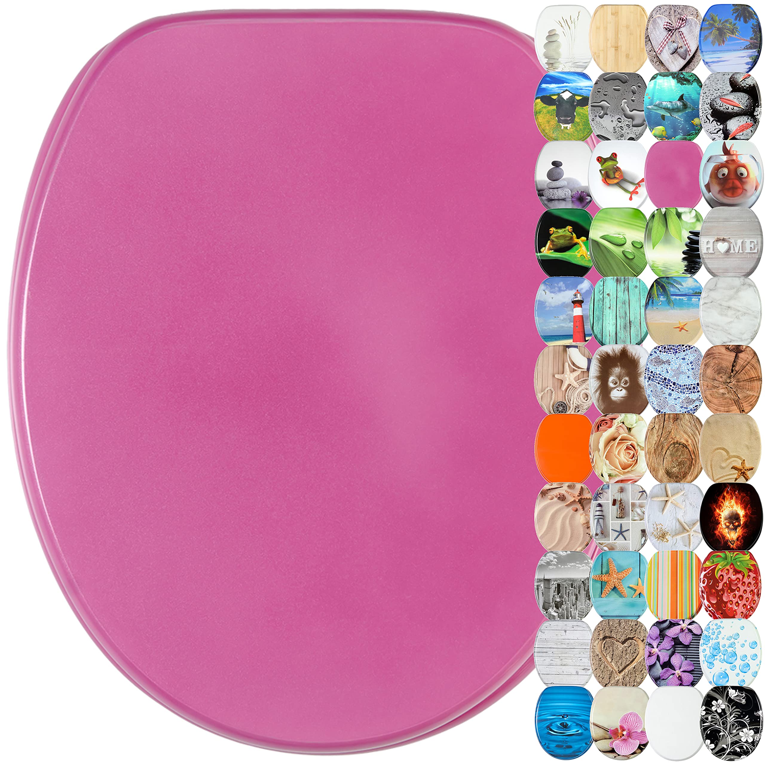 Sanilo Toilet Seat, Wide Choice of Beautiful Toilet Seats, Stable Hinges, Easy to Mount (Glittering Pink) — image 1