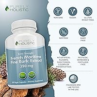 Vista 6 de Purely Holistic Extracto de corteza de pino 350 mg 180 cápsulas veganas 95% de proantocianidinas - Extracto de corteza de pino marítimo francés