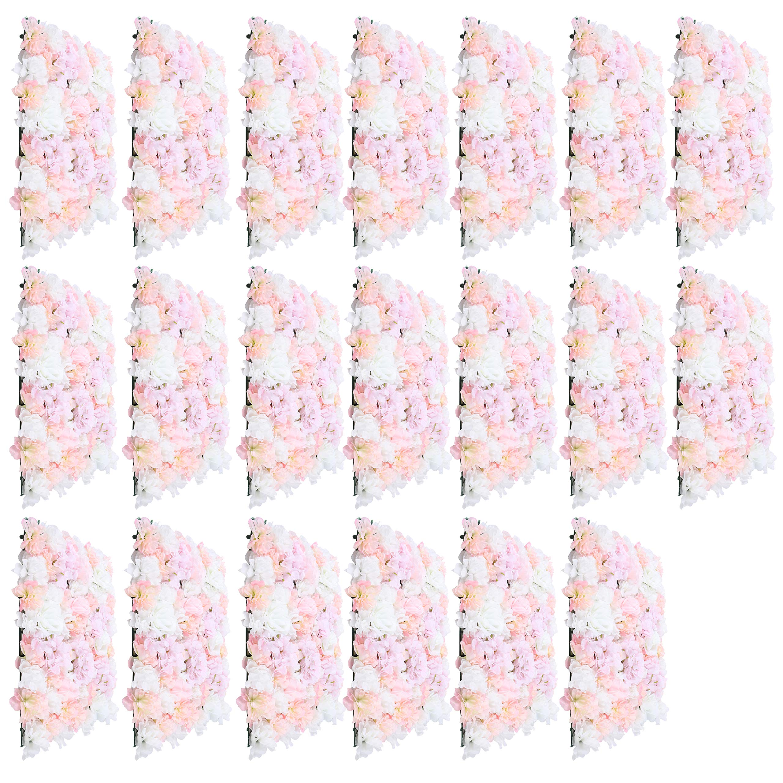 Künstliche Blumen Wandpaneele Hochzeit Deko 20er Set, 60x40 cm | Seidenstoff, Wanddeko Blumen, für Valentinstag, Zuhausedekoration