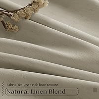 Vista 5 de Cortinas de lino 100% opacas de 90 pulgadas con pliegues de 2 paneles para sala de estar, con pestaña trasera plisada, cortinas oscuras