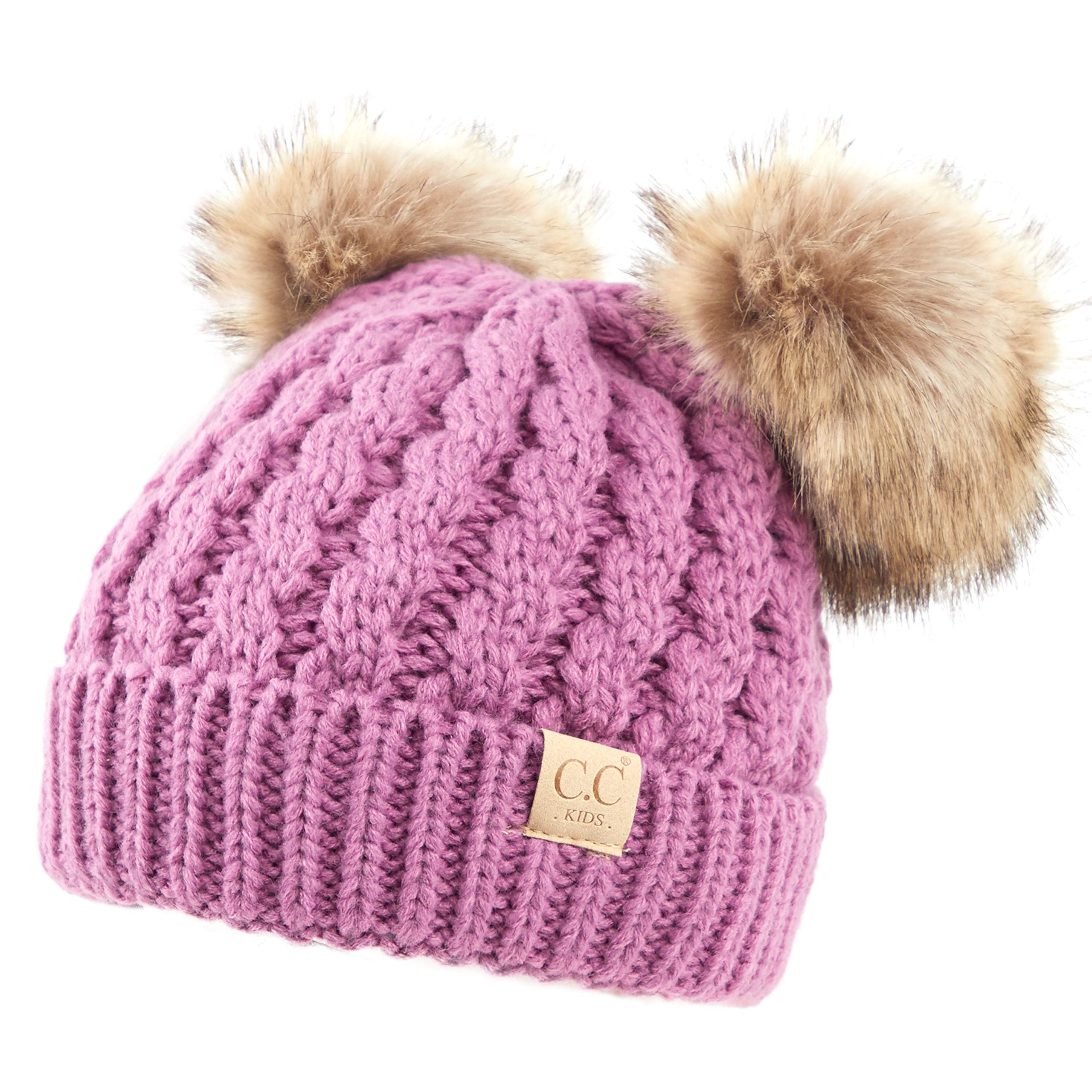 C.C Exclusives Children Kid Double Pompom Knitted Beanie for Kids Ages 2-5 (KID-23)(KID-24)(KIDS-2055)